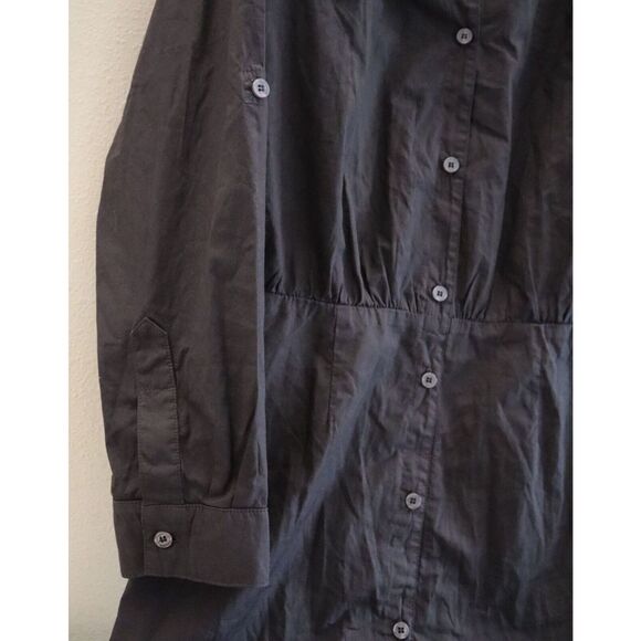 Monrow HD0511 Women Sz M Faded Black Poplin Button-Up Collared Shirt Dress - Picture 8 of 13